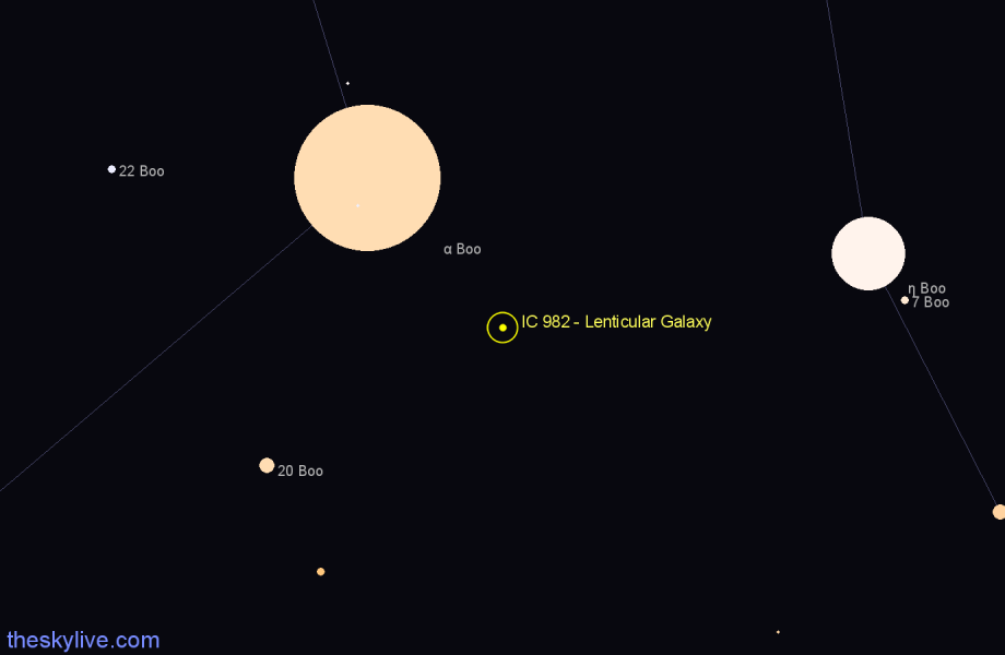 Finder chart IC 982 - Lenticular Galaxy in Boötes star