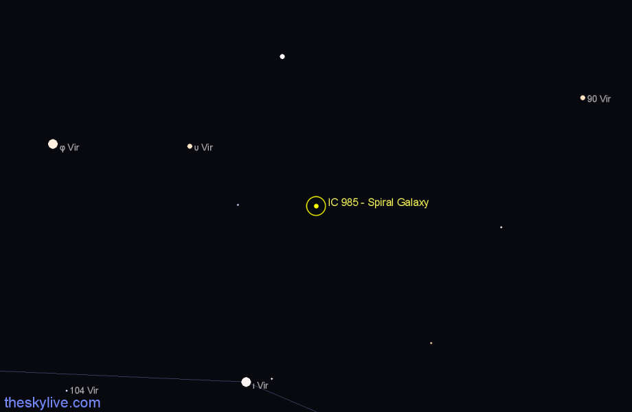 Finder chart IC 985 - Spiral Galaxy in Virgo star