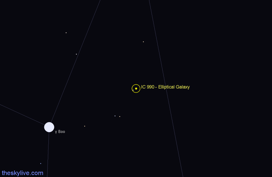 Finder chart IC 990 - Elliptical Galaxy in Boötes star