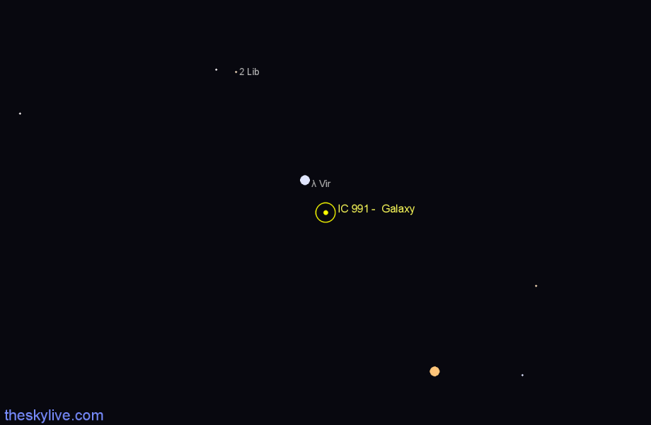 Finder chart IC 991 -  Galaxy in Virgo star