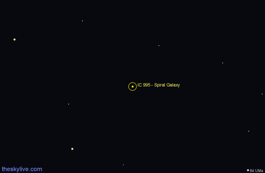 Finder chart IC 995 - Spiral Galaxy in Ursa Major star