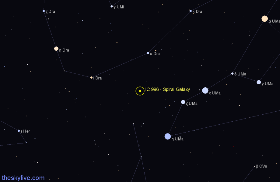 Finder chart IC 996 - Spiral Galaxy in Ursa Major star