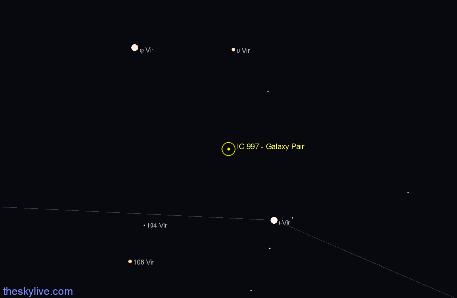 Finder chart IC 997 - Galaxy Pair in Virgo star