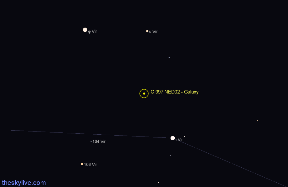 Finder chart IC 997 NED02 - Galaxy in Virgo star