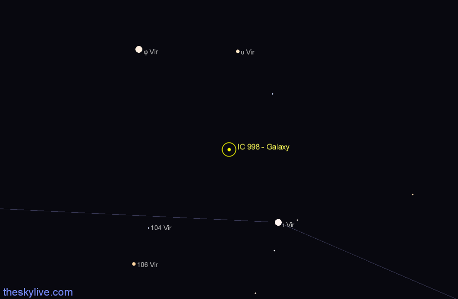 Finder chart IC 998 - Galaxy in Virgo star