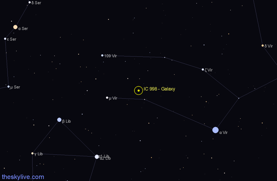 Finder chart IC 998 - Galaxy in Virgo star