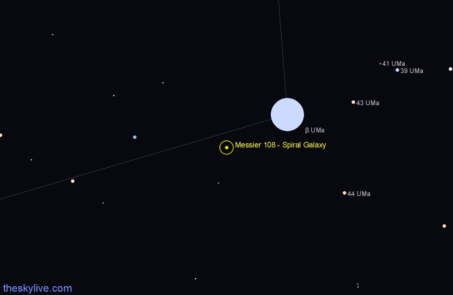 Finder chart Messier 108 - Spiral Galaxy in Ursa Major star