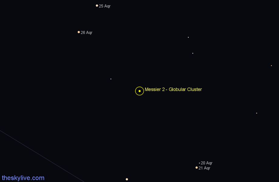 Finder chart Messier 2 - Globular Cluster in Aquarius star