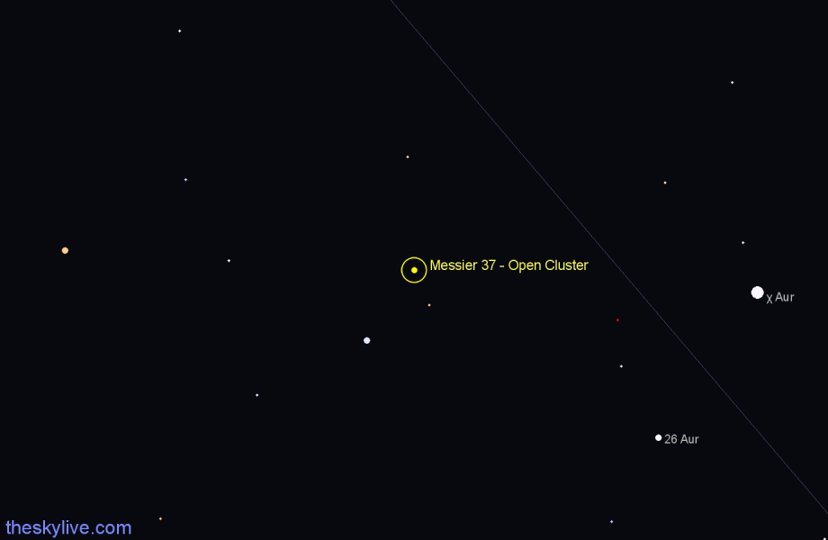 Finder chart Messier 37 - Open Cluster in Auriga star