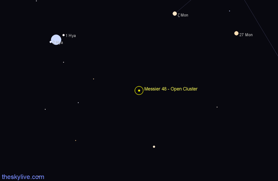 Finder chart Messier 48 - Open Cluster in Hydra star