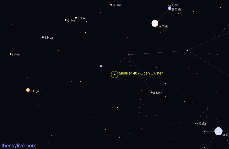 Finder chart Messier 48 - Open Cluster in Hydra star