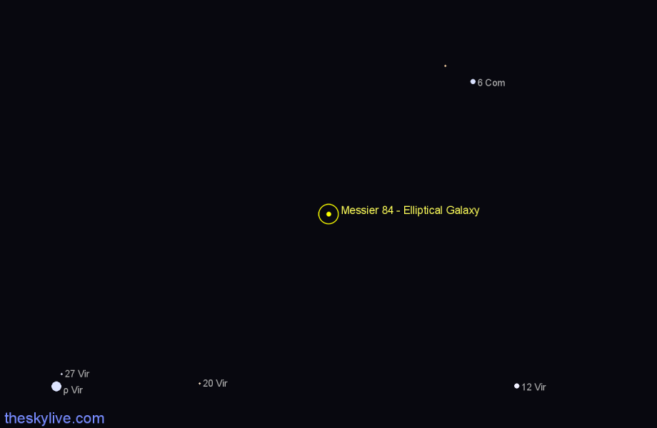 Finder chart Messier 84 - Elliptical Galaxy in Virgo star