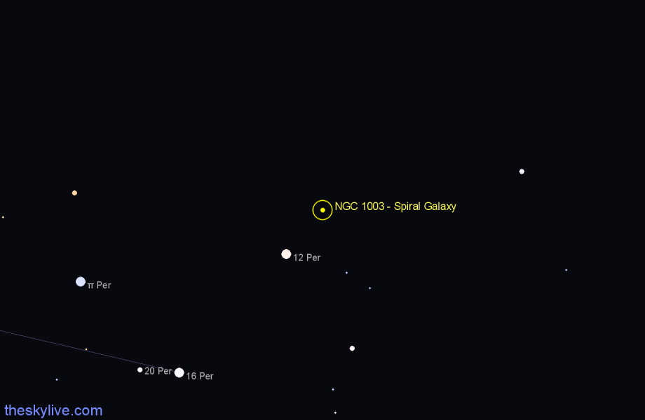 Finder chart NGC 1003 - Spiral Galaxy in Perseus star