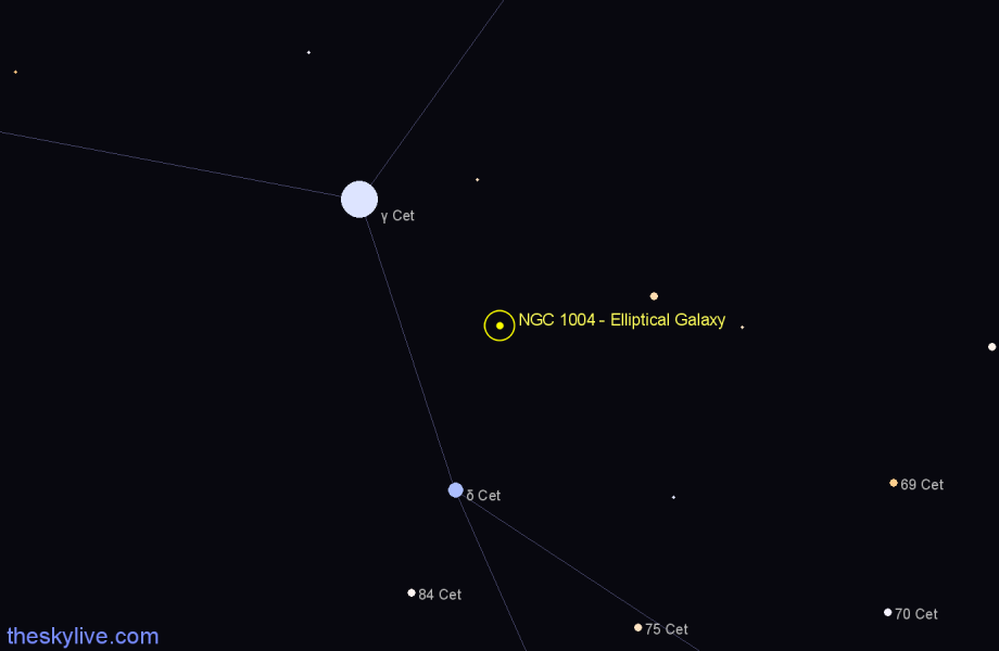 Finder chart NGC 1004 - Elliptical Galaxy in Cetus star