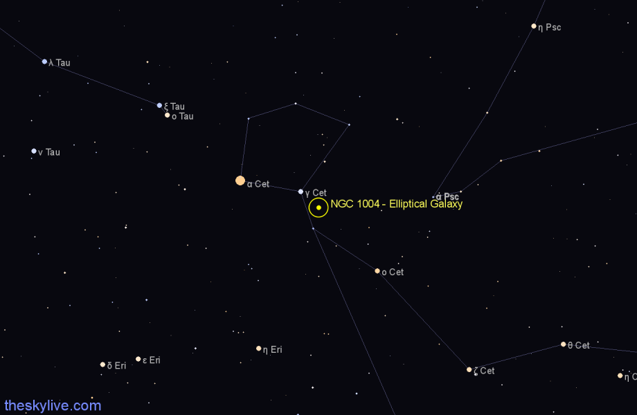 Finder chart NGC 1004 - Elliptical Galaxy in Cetus star