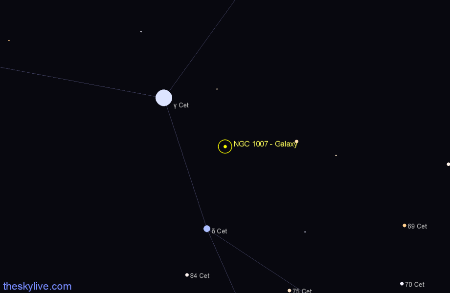 Finder chart NGC 1007 - Galaxy in Cetus star