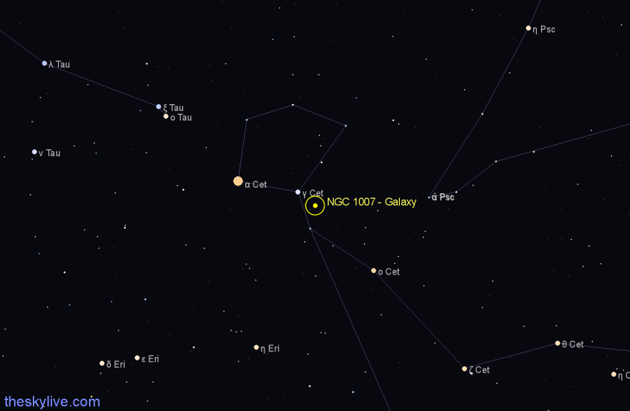 Finder chart NGC 1007 - Galaxy in Cetus star