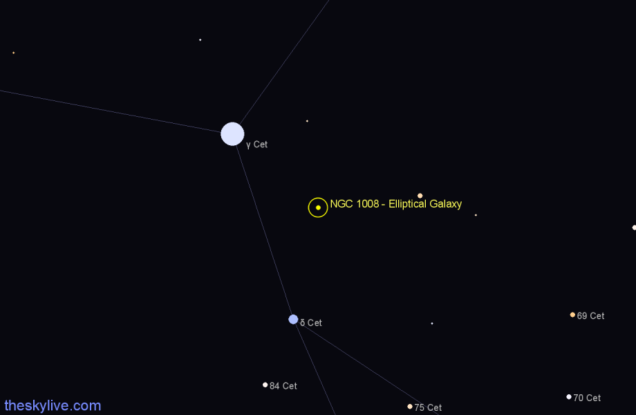 Finder chart NGC 1008 - Elliptical Galaxy in Cetus star