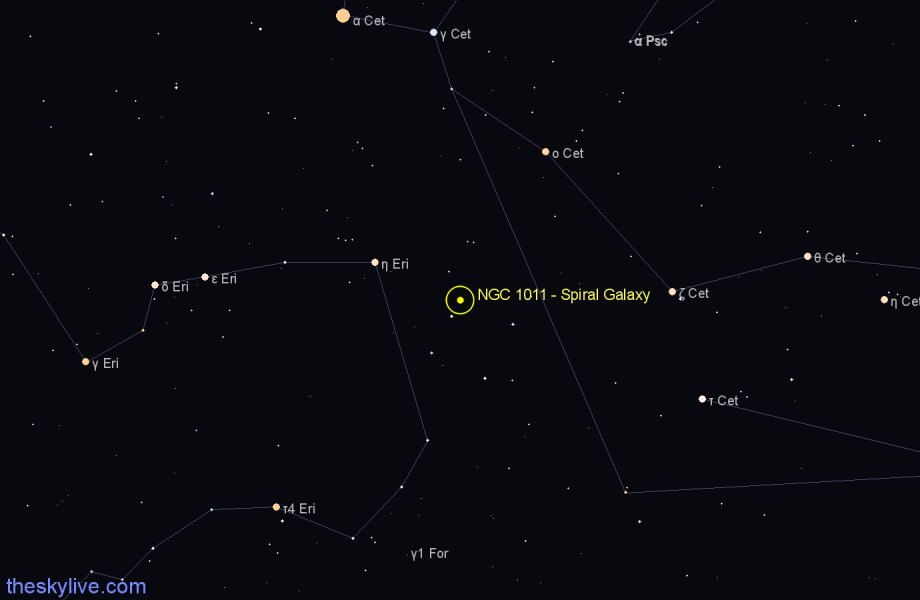 Finder chart NGC 1011 - Spiral Galaxy in Cetus star