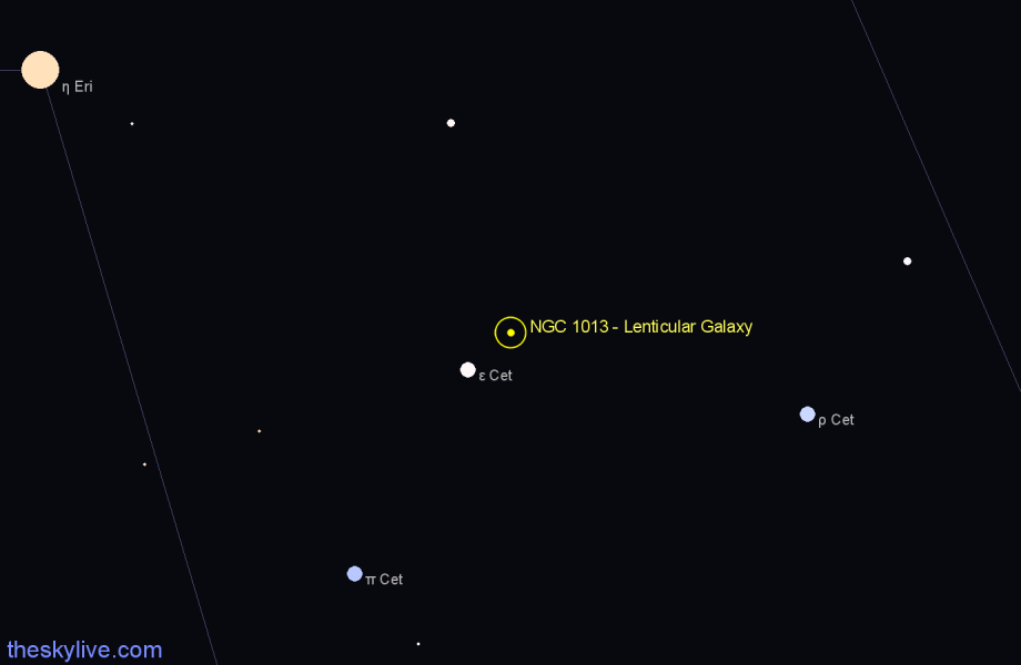 Finder chart NGC 1013 - Lenticular Galaxy in Cetus star