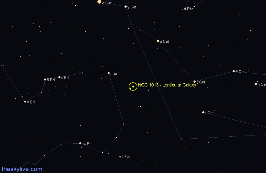 Finder chart NGC 1013 - Lenticular Galaxy in Cetus star