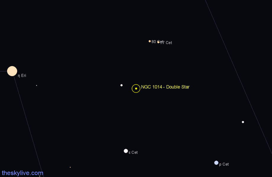 Finder chart NGC 1014 - Double Star in Cetus star