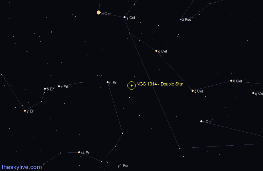 Finder chart NGC 1014 - Double Star in Cetus star