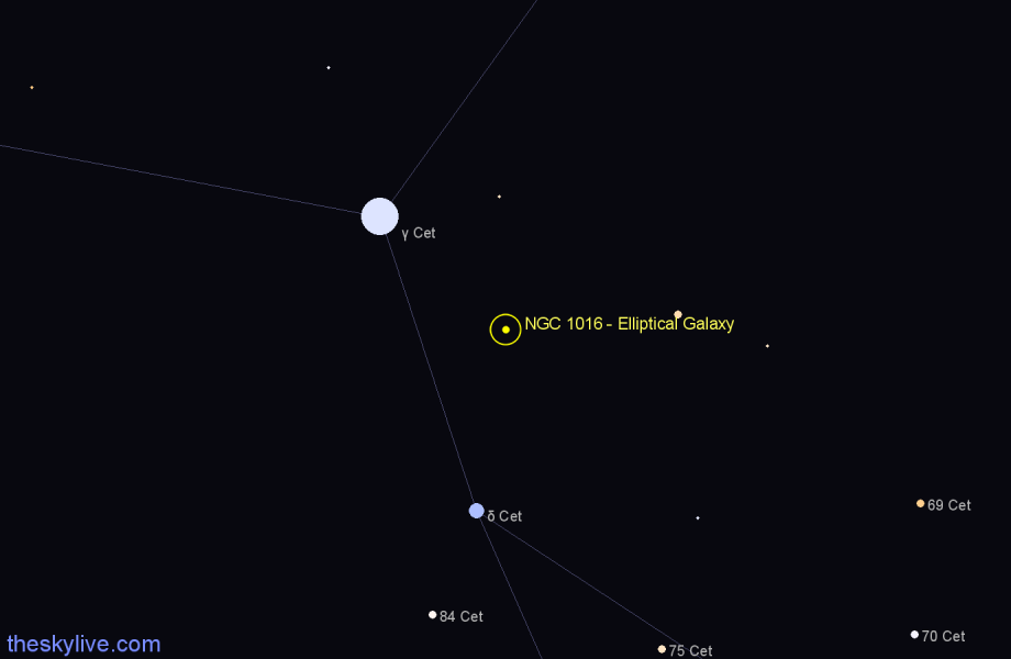 Finder chart NGC 1016 - Elliptical Galaxy in Cetus star