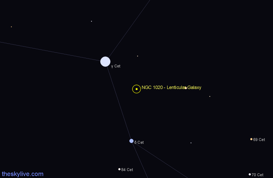 Finder chart NGC 1020 - Lenticular Galaxy in Cetus star