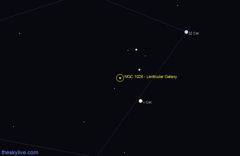 Finder chart NGC 1026 - Lenticular Galaxy in Cetus star