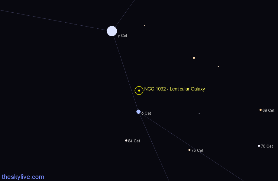 Finder chart NGC 1032 - Lenticular Galaxy in Cetus star