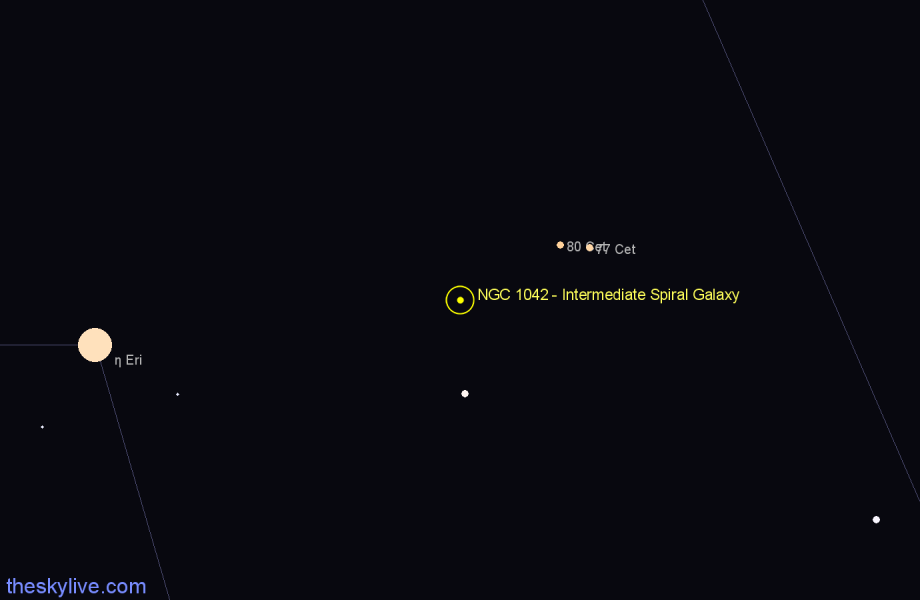 Finder chart NGC 1042 - Intermediate Spiral Galaxy in Cetus star