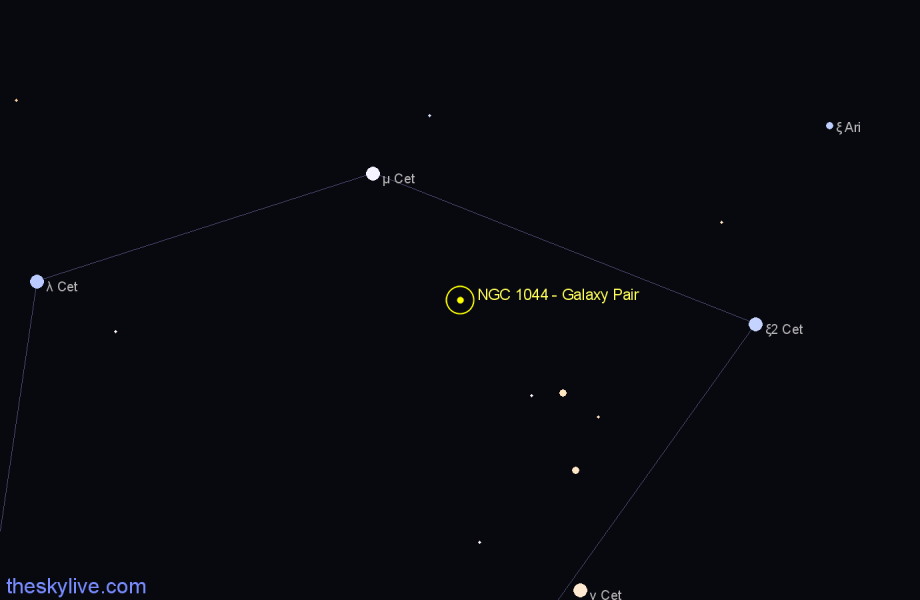 Finder chart NGC 1044 - Galaxy Pair in Cetus star
