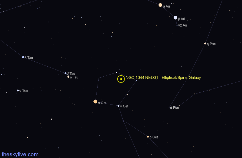 Finder chart NGC 1044 NED01 - Elliptical/Spiral Galaxy in Cetus star