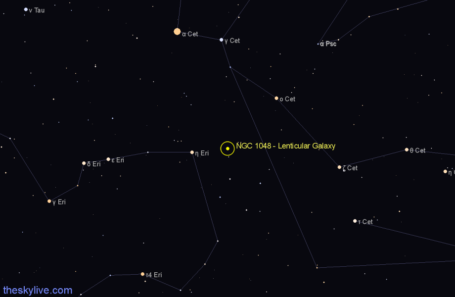 Finder chart NGC 1048 - Lenticular Galaxy in Cetus star