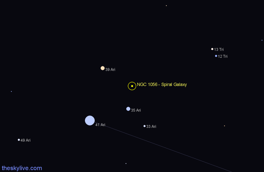 Finder chart NGC 1056 - Spiral Galaxy in Aries star