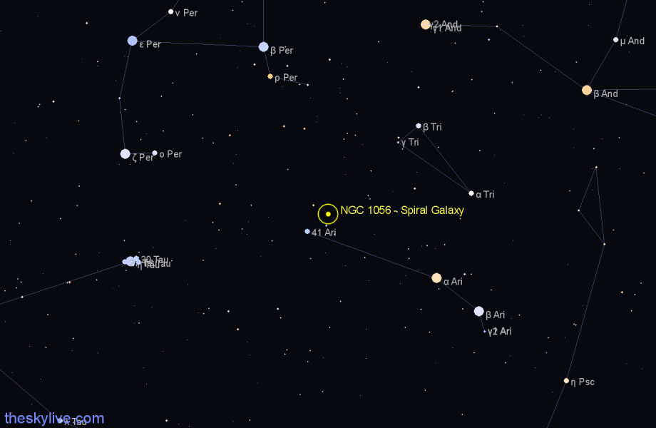 Finder chart NGC 1056 - Spiral Galaxy in Aries star