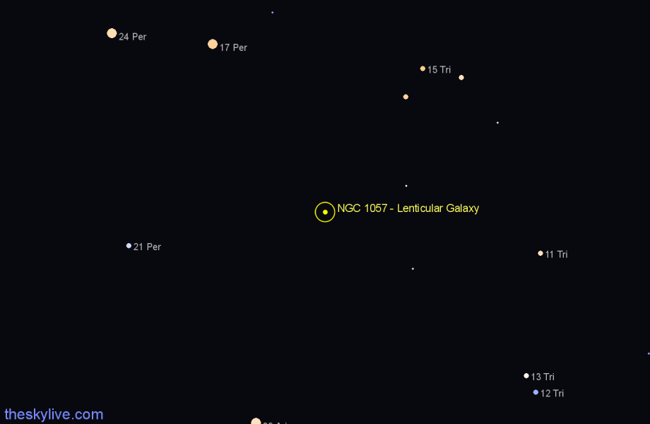 Finder chart NGC 1057 - Lenticular Galaxy in Triangulum star