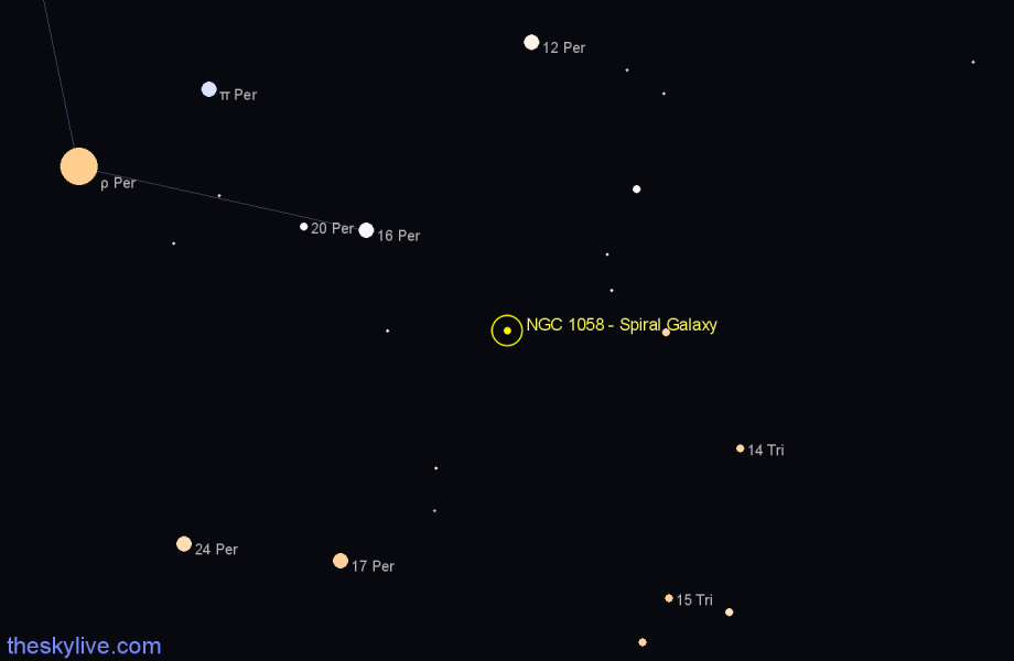 Finder chart NGC 1058 - Spiral Galaxy in Perseus star