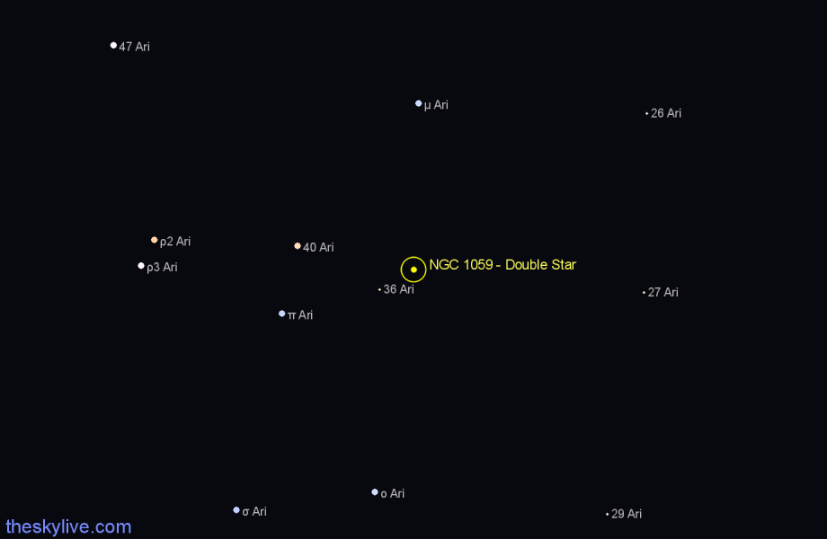 Finder chart NGC 1059 - Double Star in Aries star