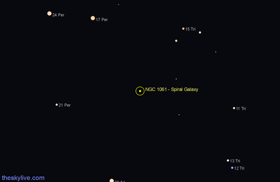Finder chart NGC 1061 - Spiral Galaxy in Triangulum star