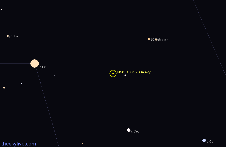 Finder chart NGC 1064 - Galaxy in Cetus star