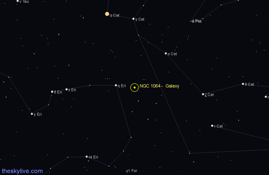 Finder chart NGC 1064 - Galaxy in Cetus star