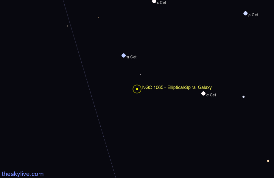 Finder chart NGC 1065 - Elliptical/Spiral Galaxy in Cetus star
