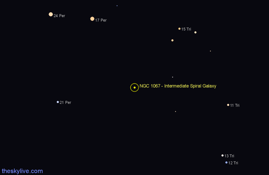 Finder chart NGC 1067 - Intermediate Spiral Galaxy in Triangulum star