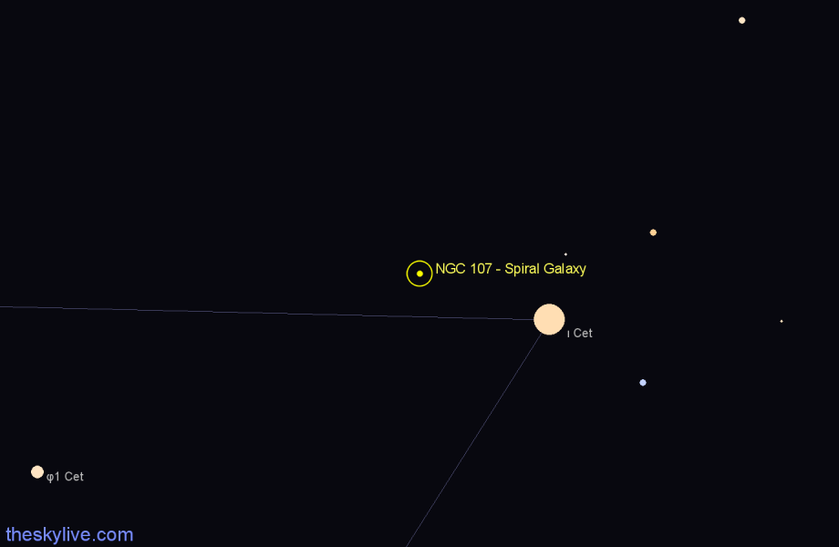 Finder chart NGC 107 - Spiral Galaxy in Cetus star