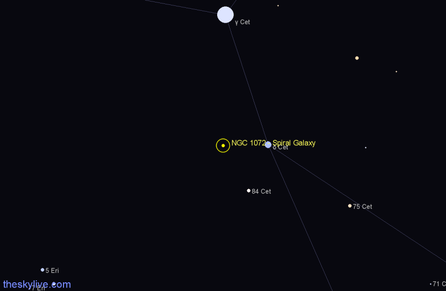 Finder chart NGC 1072 - Spiral Galaxy in Cetus star