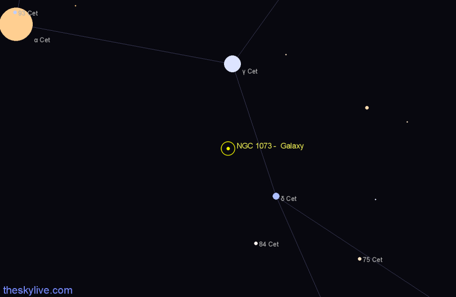 Finder chart NGC 1073 - Galaxy in Cetus star