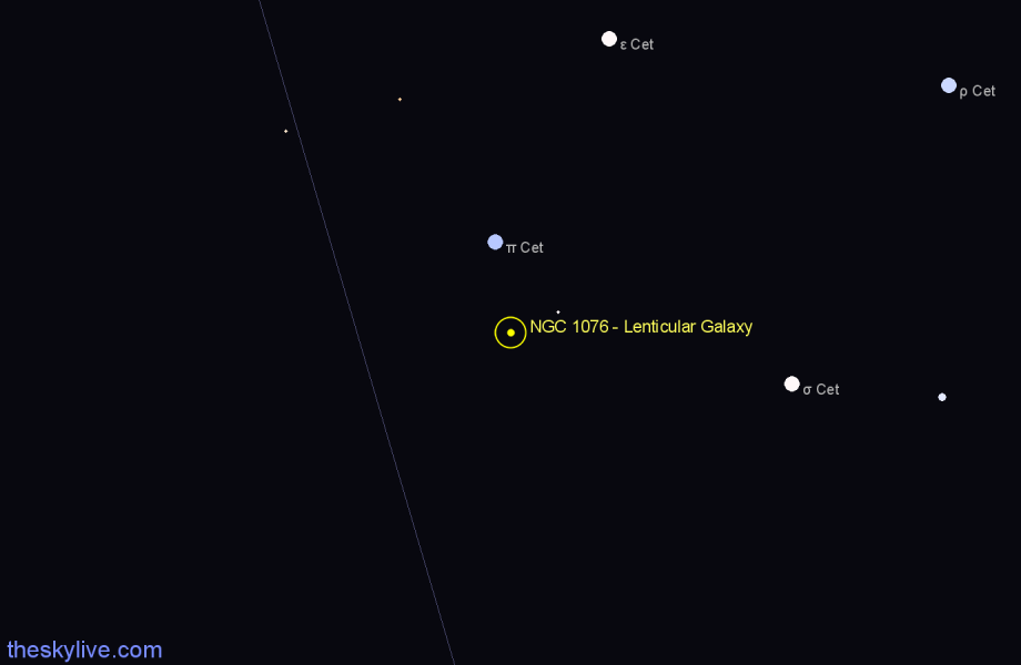 Finder chart NGC 1076 - Lenticular Galaxy in Cetus star