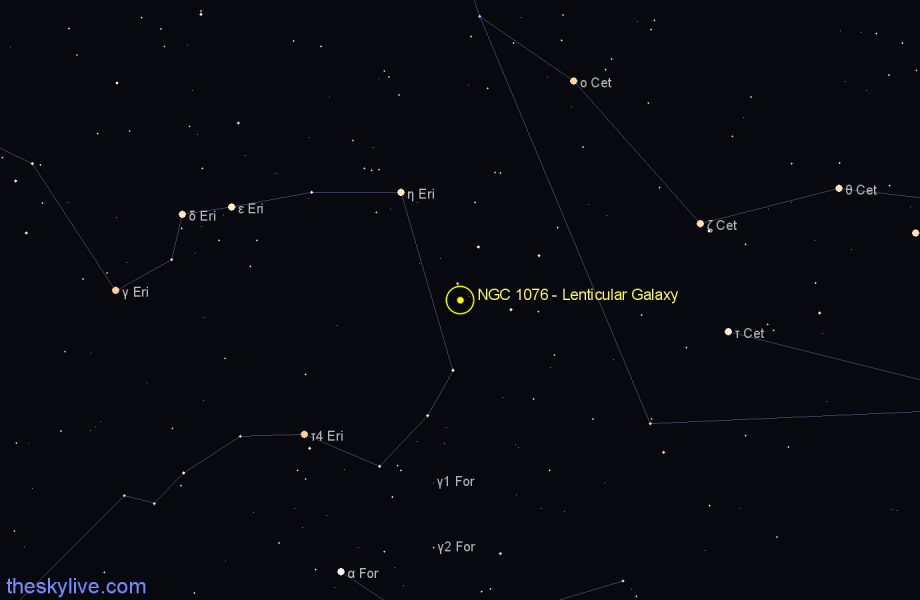 Finder chart NGC 1076 - Lenticular Galaxy in Cetus star